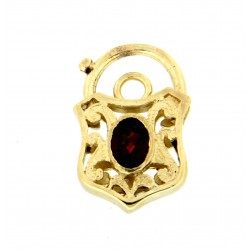 Filigree Shield Garnet Padlock Y/G